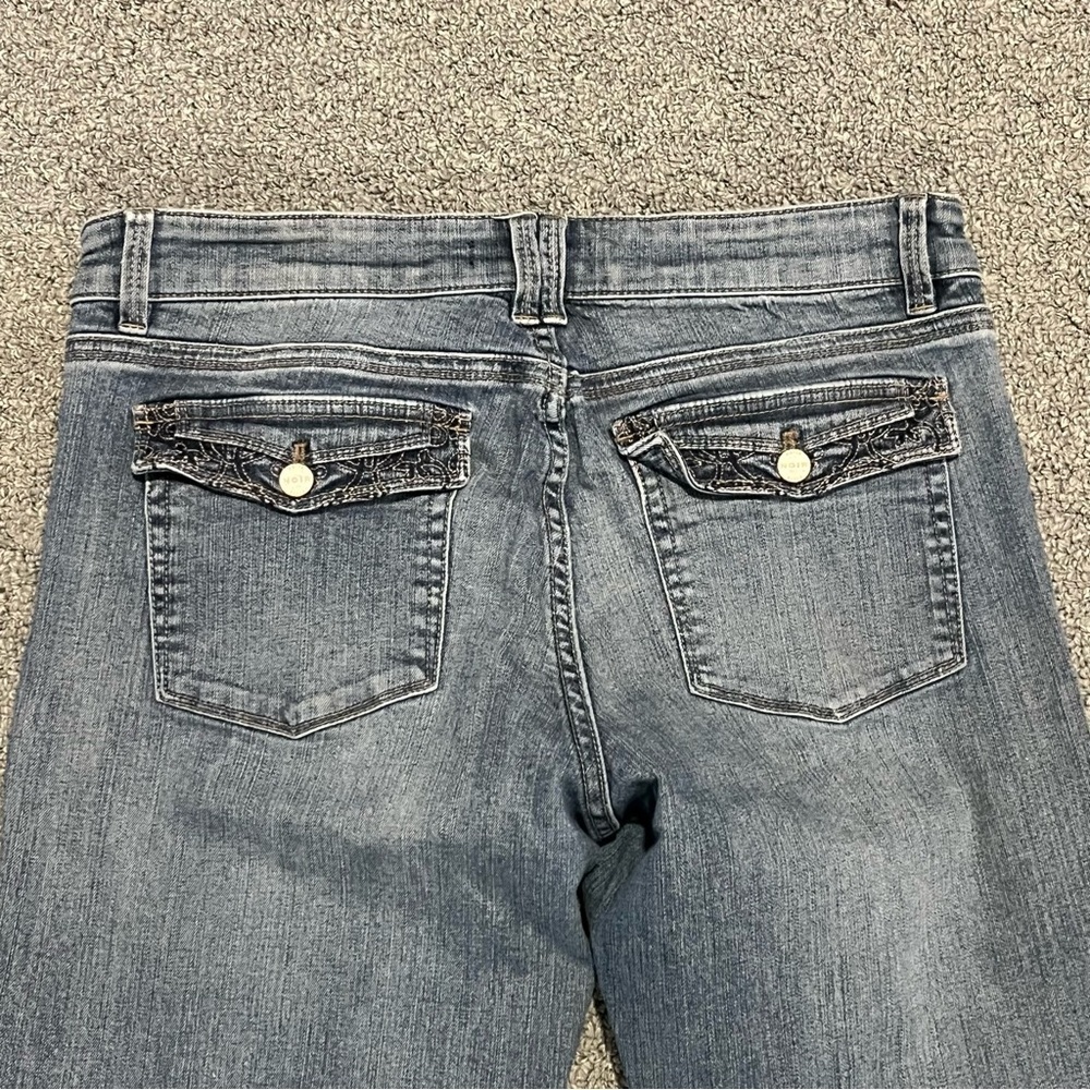 White House Black Market Jeans Womens 10R Blue Wide Leg Denim Embroidered - Picture 10 of 12